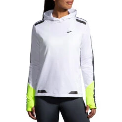Brooks Women's Run Visible Thermal Hoodie - White/Asphalt/Nightlife (221559134)